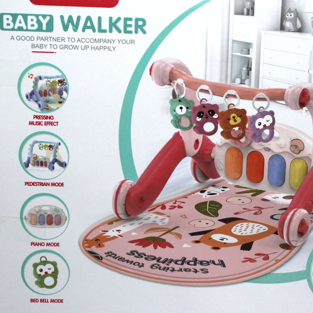 Happy Growth 6-in-1 Baby Walker and Activity Center (Light & Music) – Pink