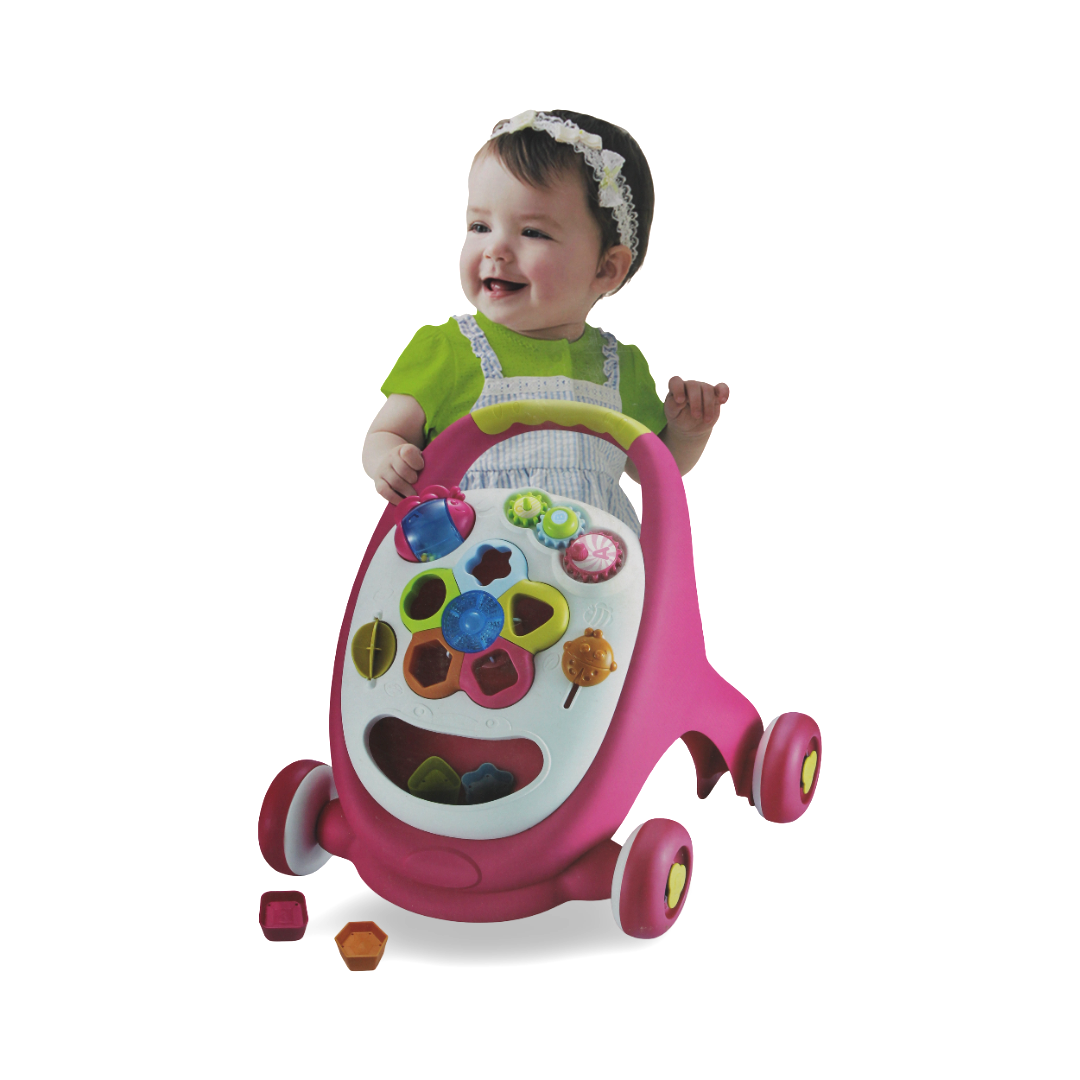 Abero 2-in-1 Baby Walker and Stroller Activity Toy – Pink