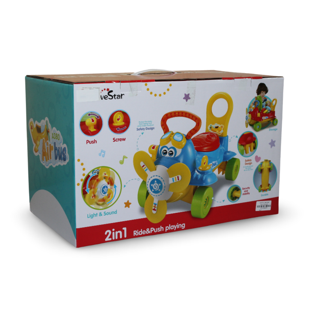 طائرة ركوب ودفع 2 في 1 - أزرق