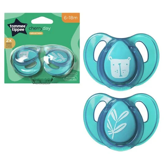 Tommee Tippee Cherry Soother, 6-18 Months – Blue - Baby Essentials