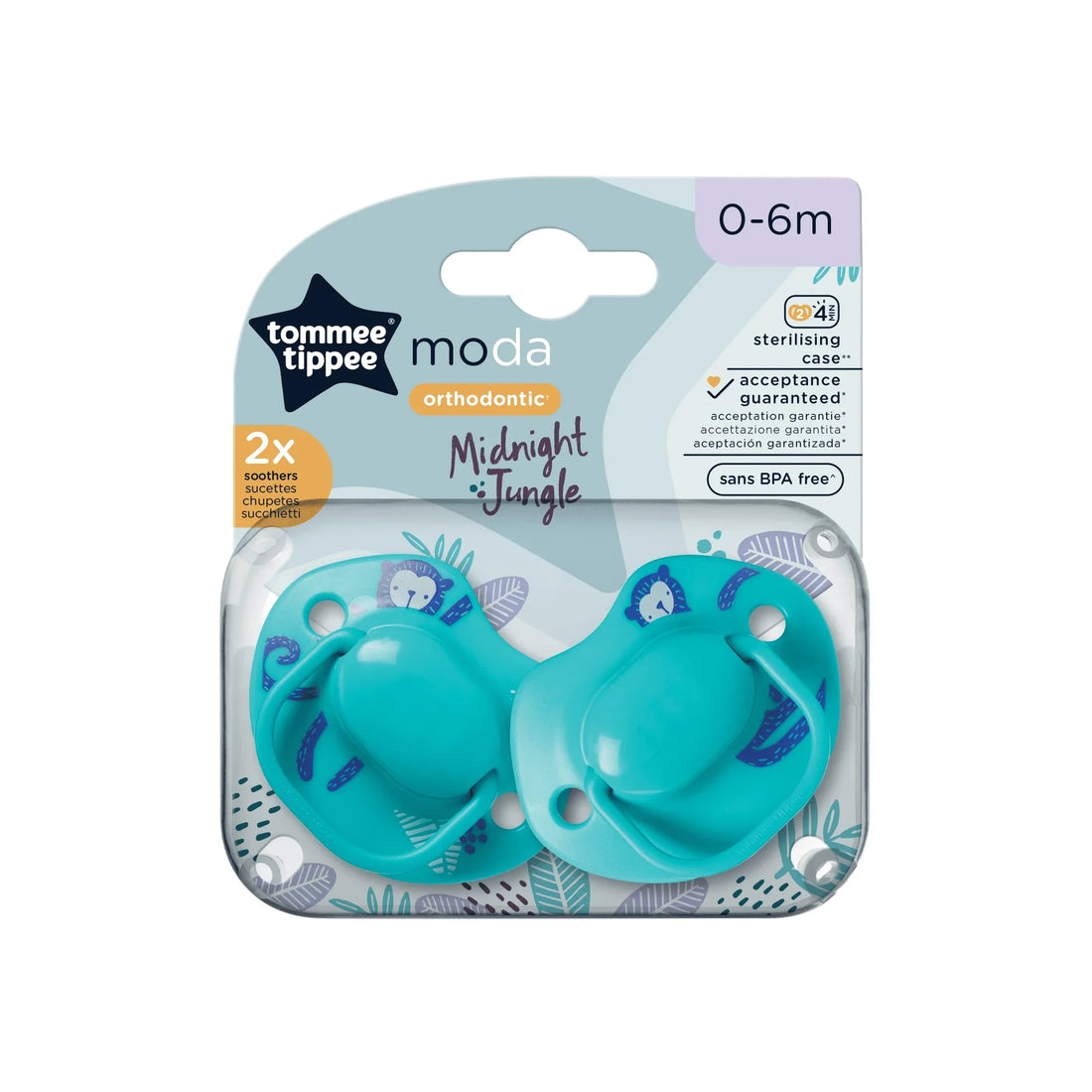Tommee Tippee Moda Midnight Jungle Soothers, 2 Pcs (0-6m) - Baby Essentials