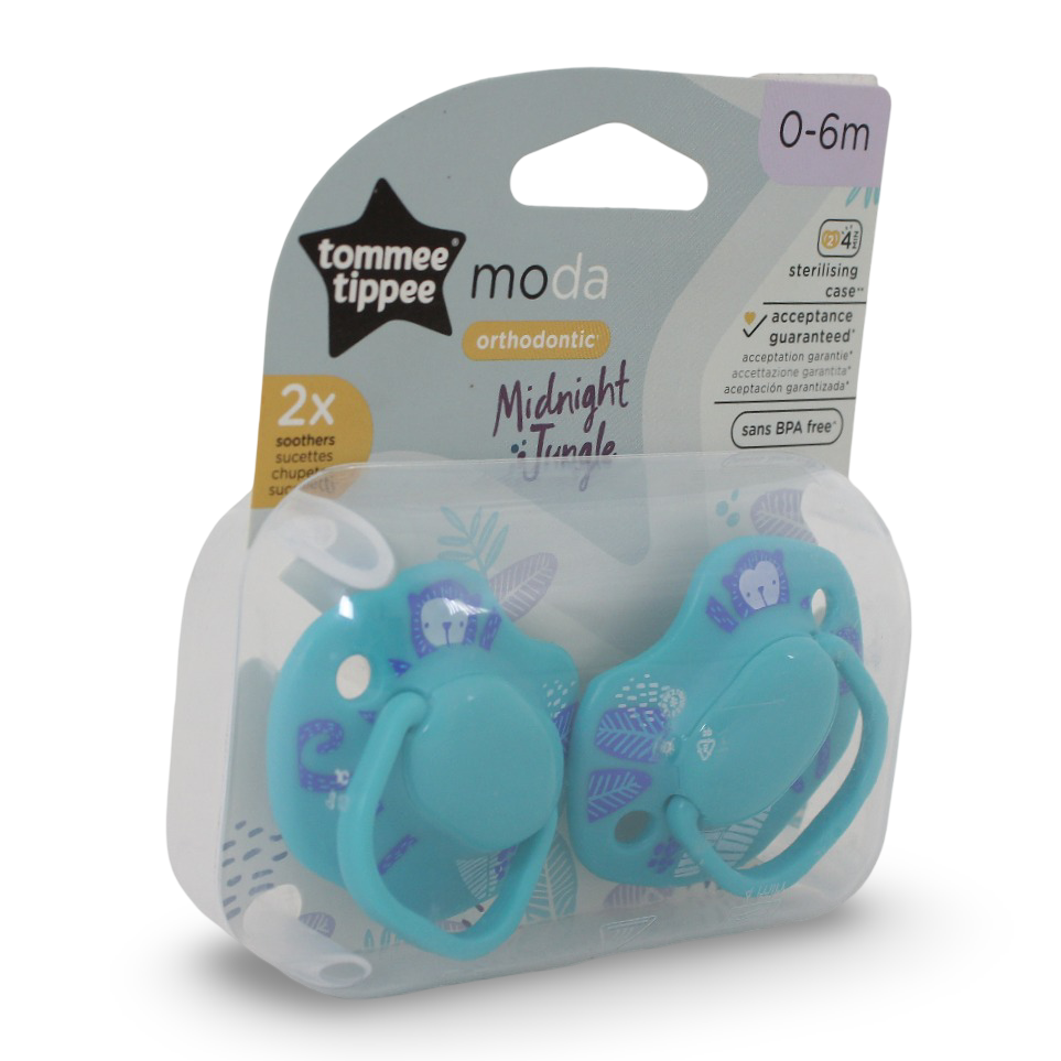 Tommee Tippee Moda Midnight Jungle Soothers, 2 Pcs (0-6m)