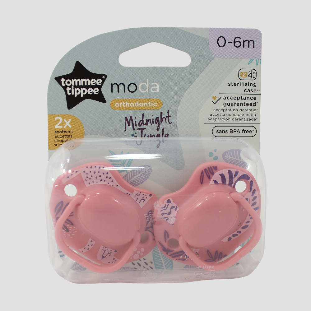Tommee Tippee Moda Orthodontic Midnight Jungle Soother 0-6M - (Pack Of 2)