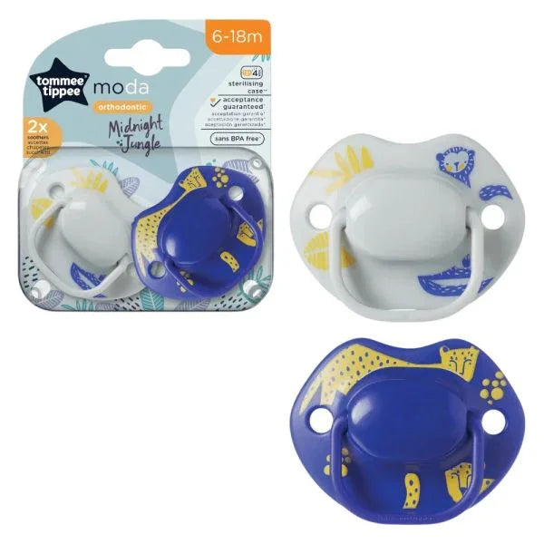 Tommee Tippee Moda Soother Blue/White, 6-18m - Baby Essentials