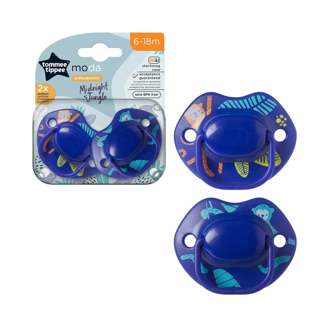 Pack of 2 - Tommee Tippee Closer to Nature Moda Soother 6-18m, - Baby Essentials