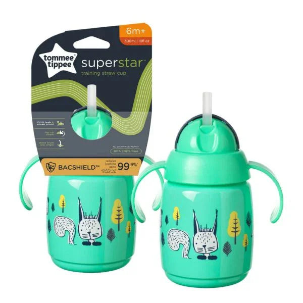 Tommee Tippee Superstar No-Leak Straw Trainer Drinking Bottle – 300ml - Baby Essentials