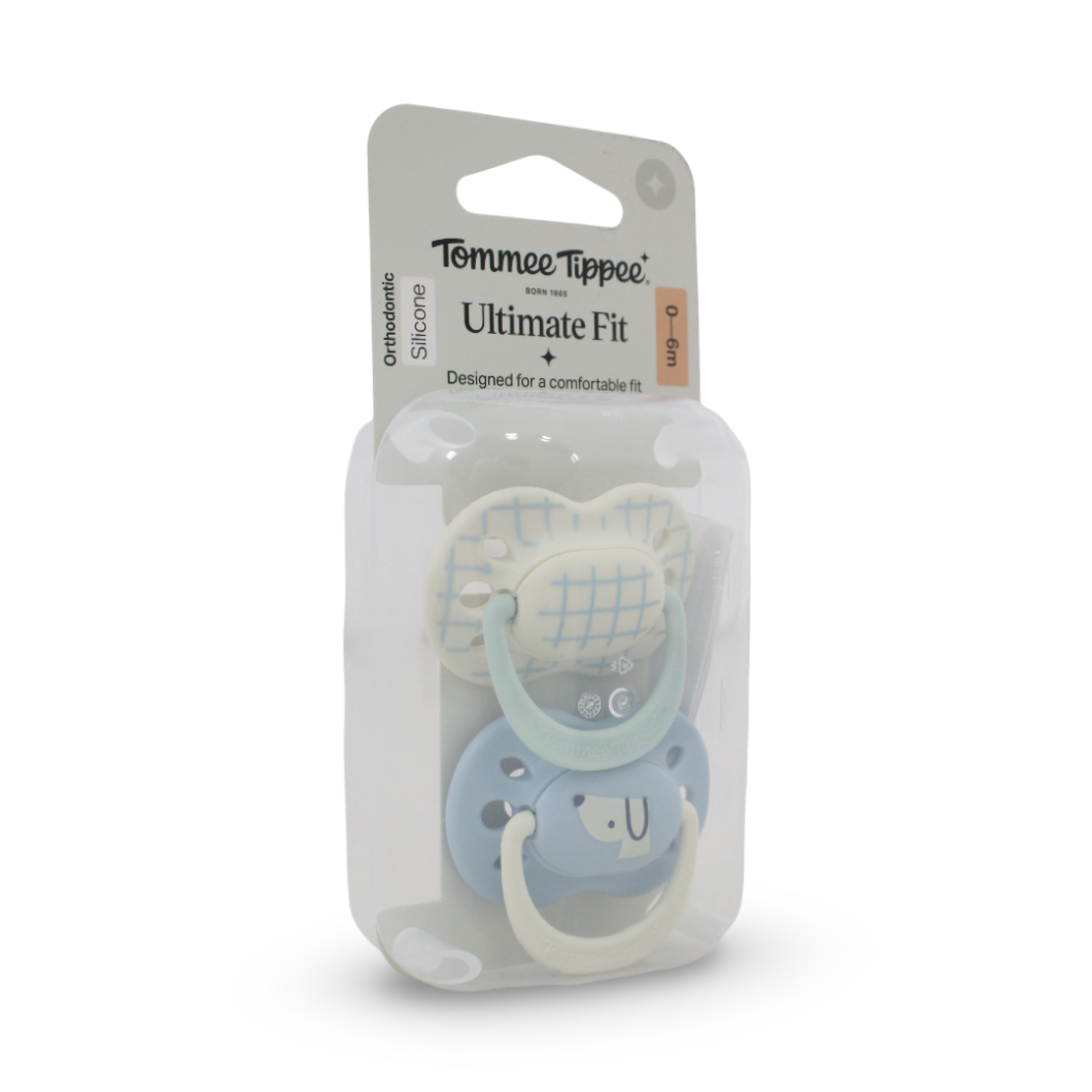 Tommee Tippee Ultimate Fit Pacifier Set 0-6m – Off-White & Baby Blue (Pack Of 2)