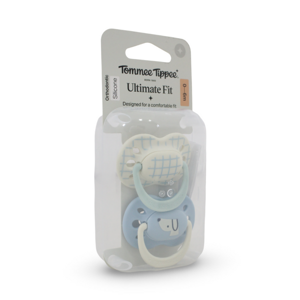 Tommee Tippee Ultimate Fit Pacifier Set 0-6m – Off-White & Baby Blue (Pack Of 2)