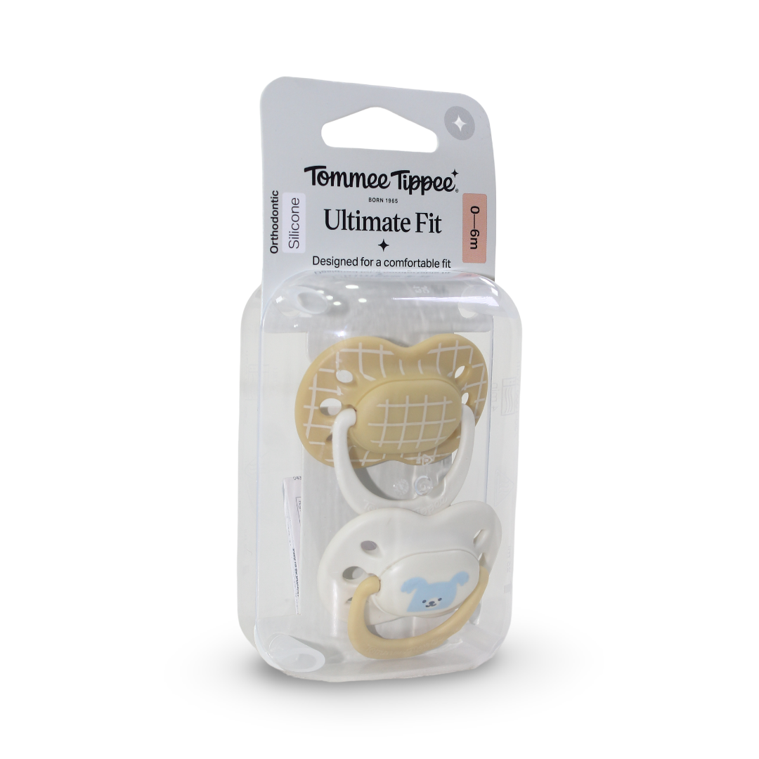 Tommee Tippee Ultimate Fit Orthodontic Silicone Pacifiers – Beige & Off-White - Baby Essentials