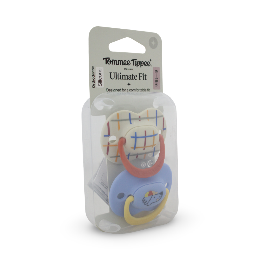 Tommee Tippee Ultimate Fit Pacifier Set 0-6m – Off-White & Baby Blue (Pack Of 2)