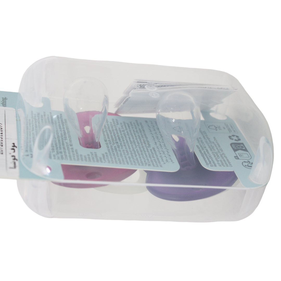 Tommee Tippee Orthodontic Silicone Night Glow Pacifier 18–36 Months – Purple & Fuchsia (Pack of 2)