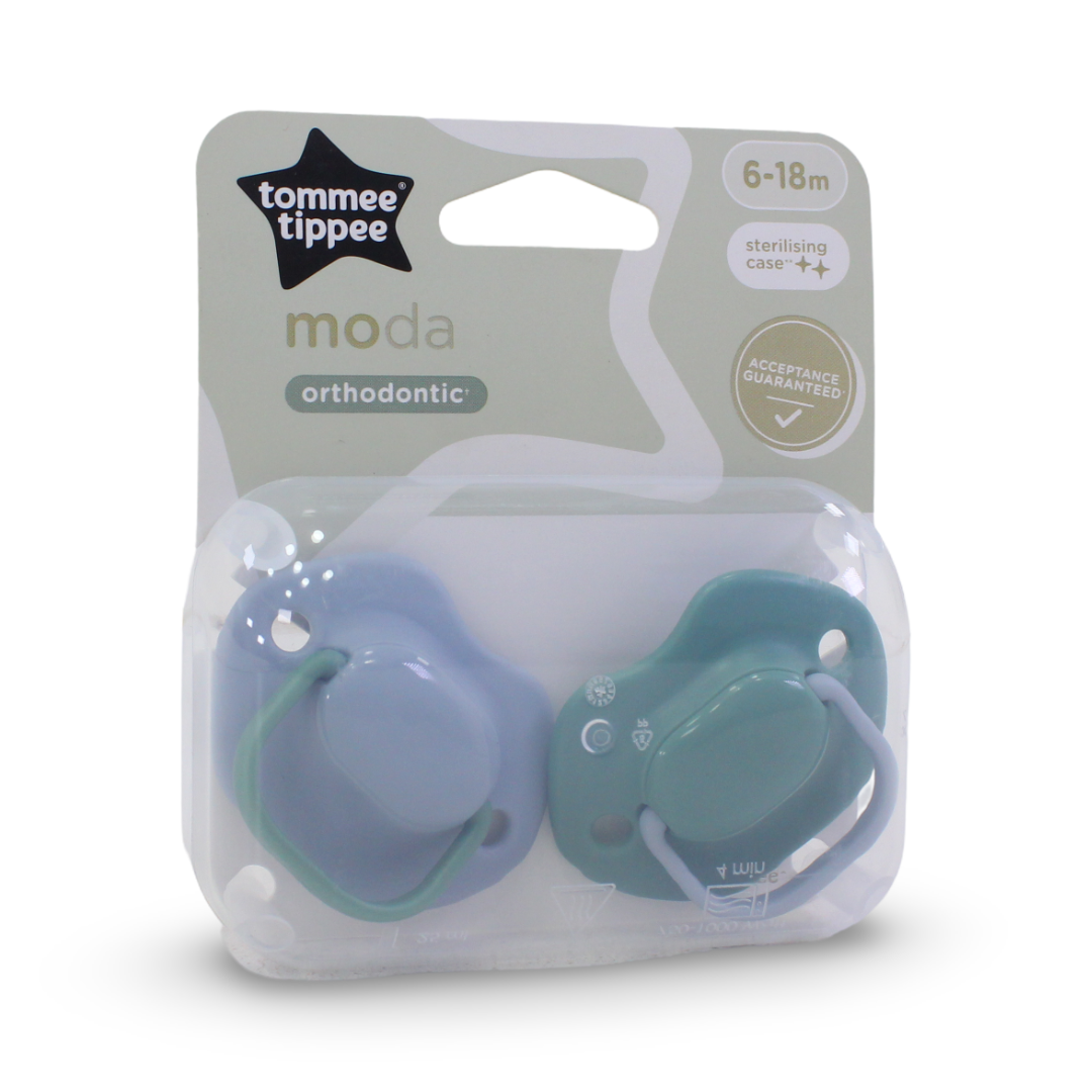 Tommee Tippee Moda Orthodontic Soothers 6-18 (Pack Of 2)