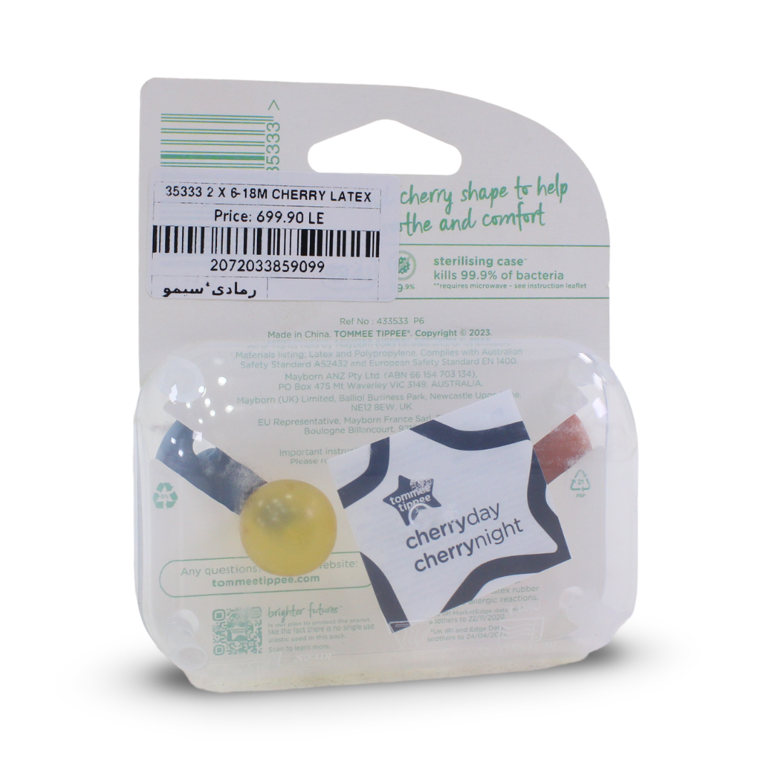 Tommee Tippee Natural Latex Cherry Soother 6-18m (Pack Of 2)
