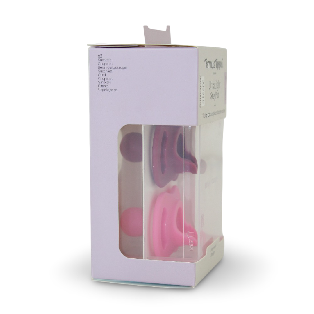 Tommee Tippee Ultra-Light StayPut Silicone Soother 6-18m – Pink & Burgundy