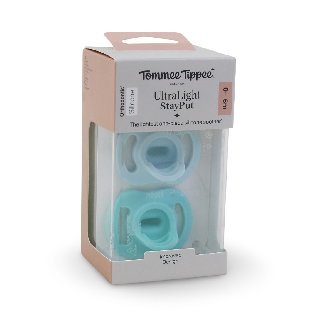 Tommee Tippee UltraLight StayPut Pacifiers 0-6m – Aqua & Baby Blue