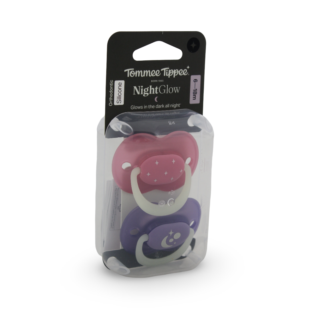 Tommee Tippee Nightglow Pacifier 6-18m – Fuchsia & Purple - Baby Essentials