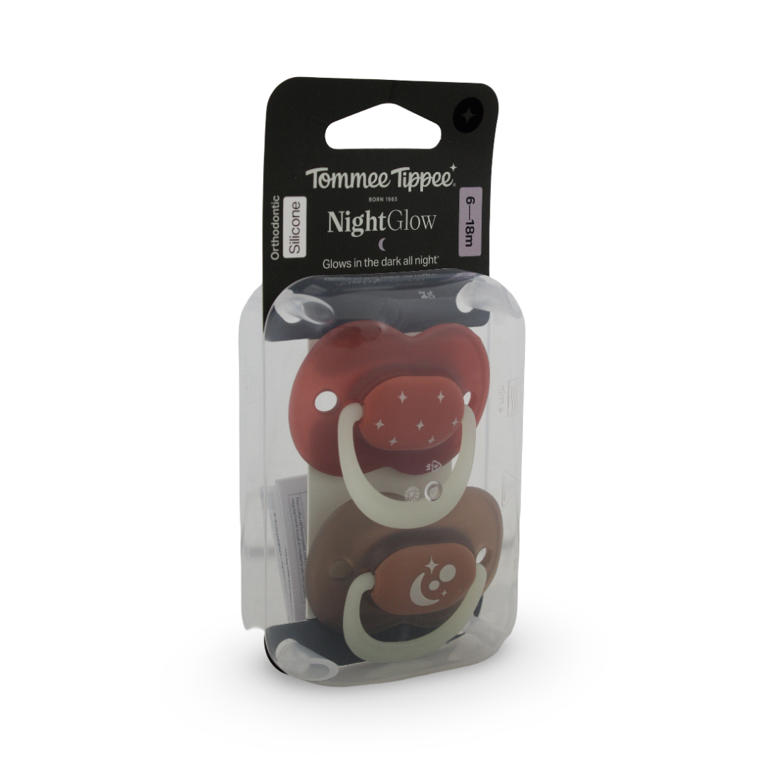 Tommee Tippee Nightglow Pacifier 6-18m – Cafe & Dusty Pink - Baby Essentials