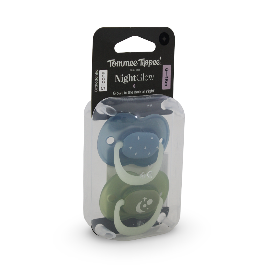Tommee Tippee Nightglow Pacifier 6-18m – Mint & Baby Blue - Baby Essentials