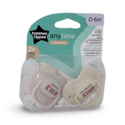 Tommee Tippee Anytime Orthodontic Soothers 0-6m – Pack Of 2