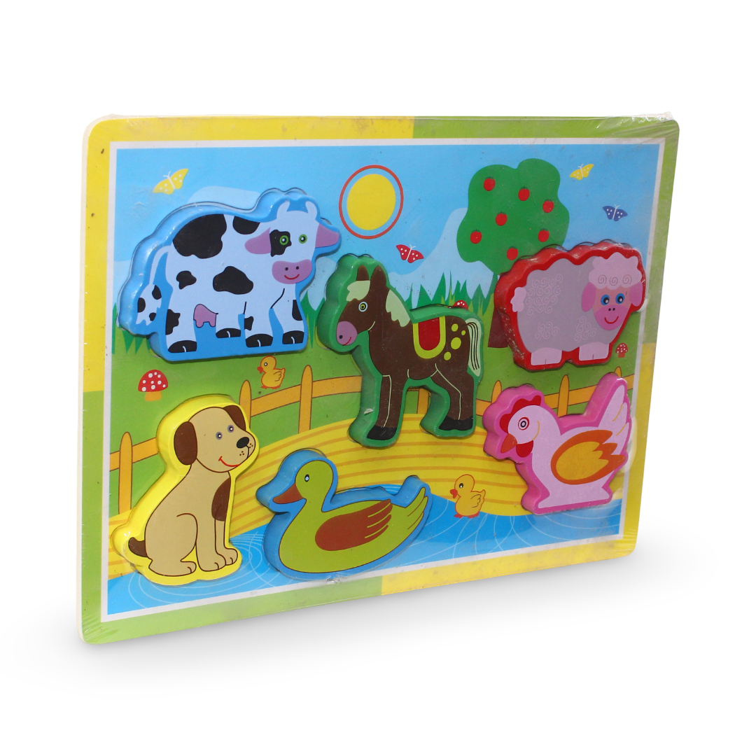 Farm Animals Wooden Peg Puzzle Board