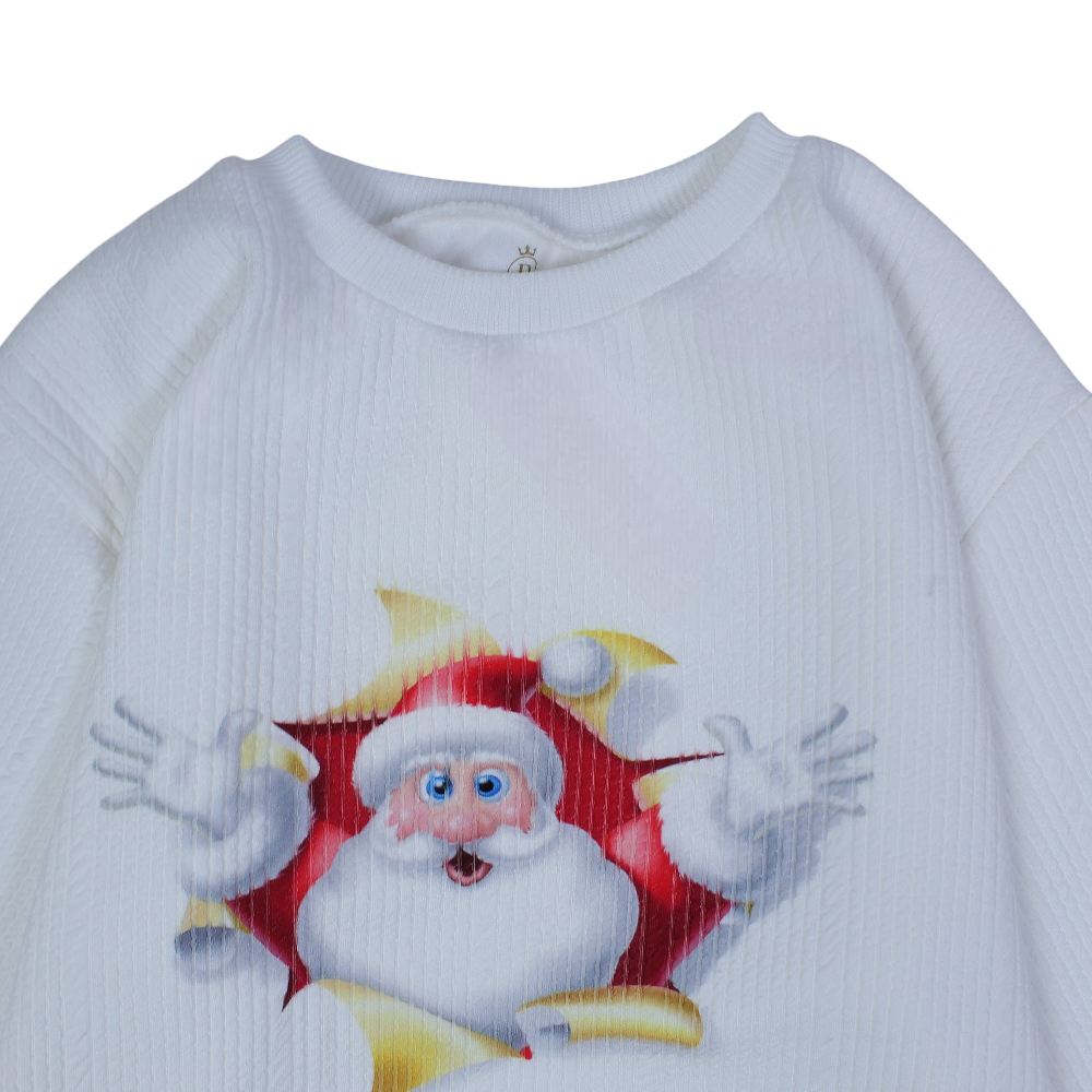 Unisex Cotton T-Shirt – Off-White with Santa Print