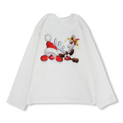 Unisex Cotton T-Shirt – Off-White with Santa & Reindeer Print