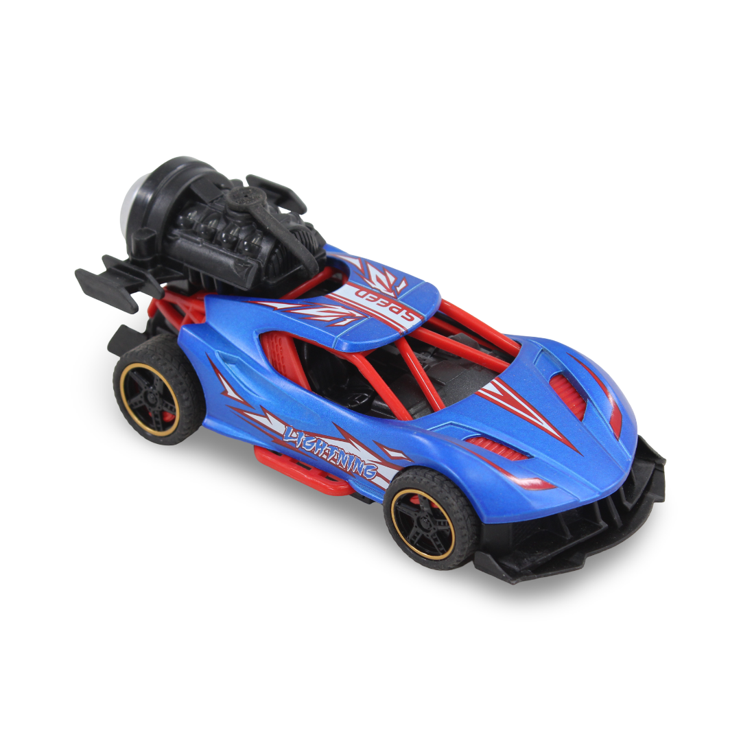 Die-Cast Alloy Sports Car Toy (Light & Spray) – Blue