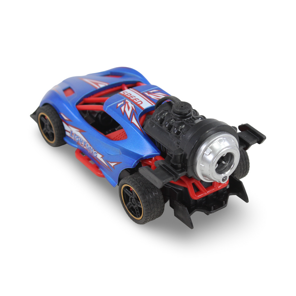 Die-Cast Alloy Sports Car Toy (Light & Spray) – Blue