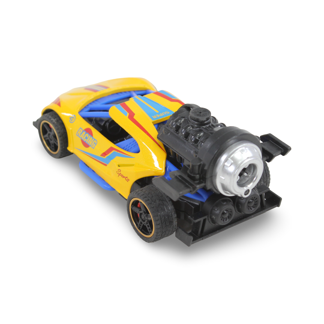 Die-Cast Alloy Sports Car Toy (Light & Spray) – Yellow