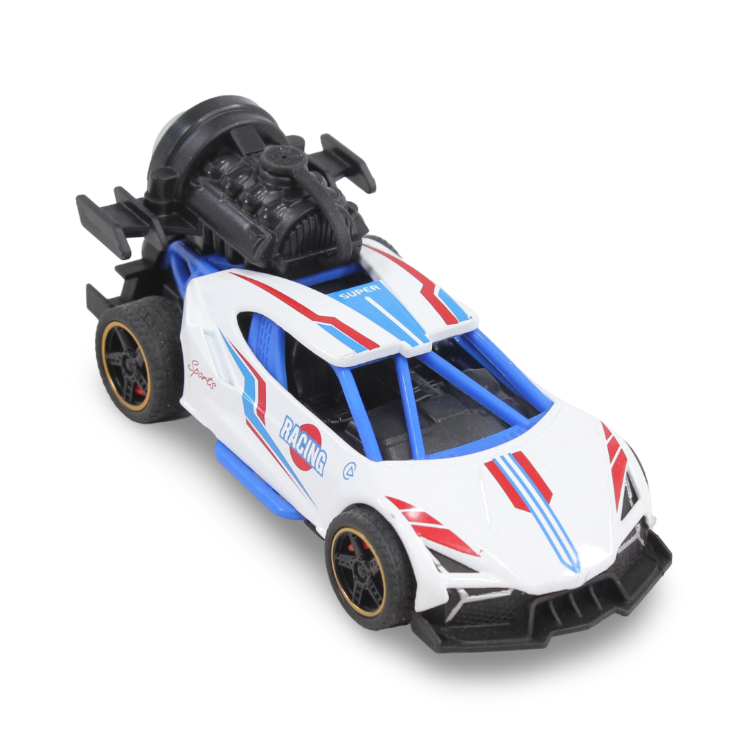 Die-Cast Alloy Sports Car Toy (Light & Spray) – White
