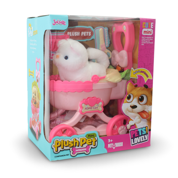 Jolier Mini Cat Plush Pet Pethouse Interactive Walking Toy Set