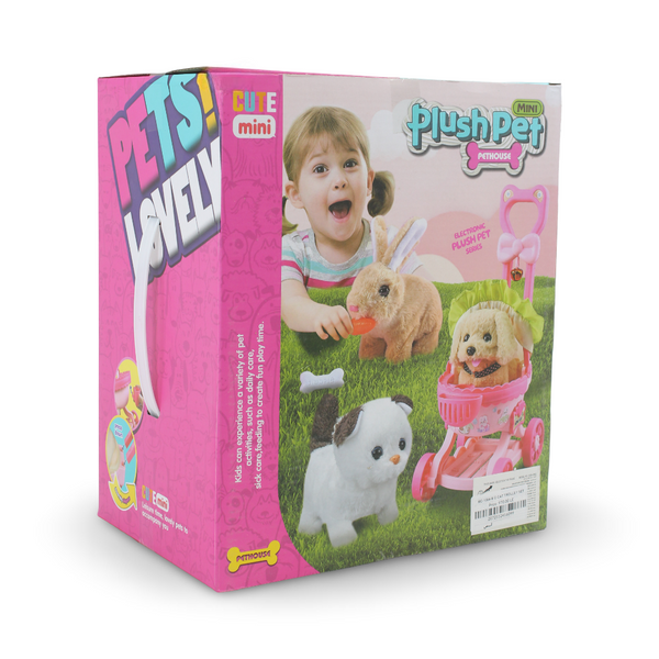 Jolier Mini Cat Plush Pet Pethouse Interactive Walking Toy Set