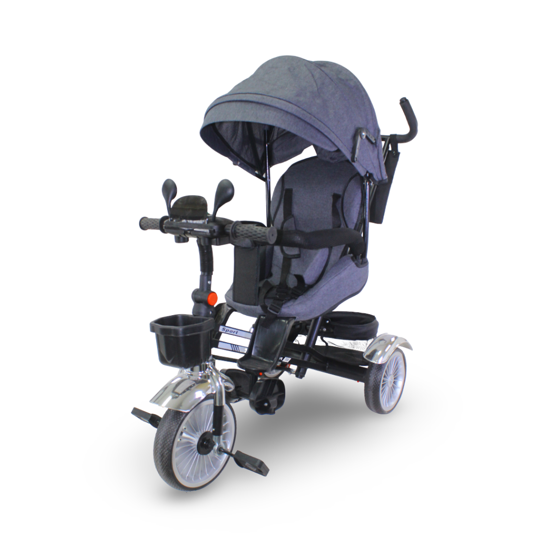 4-in-1 Convertible Baby Tricycle and Stroller – Grey