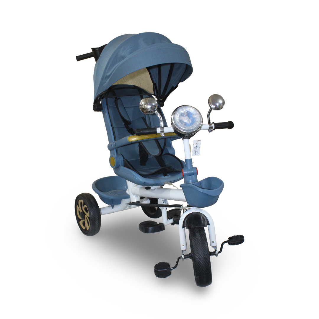 Kids 4-in-1 Tricycle with Canopy & Push Handle – Petrol
