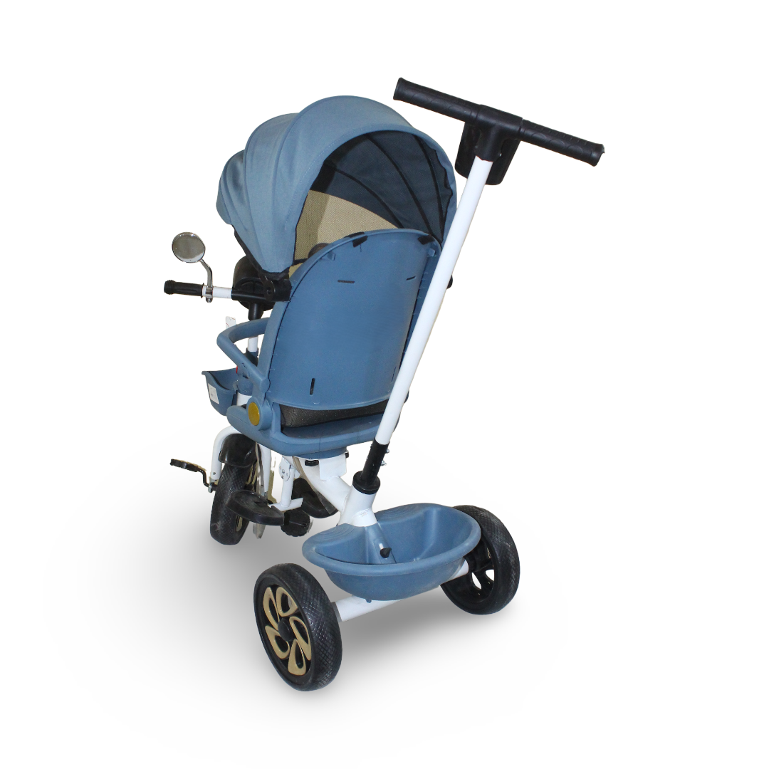 Kids 4-in-1 Tricycle with Canopy & Push Handle – Petrol