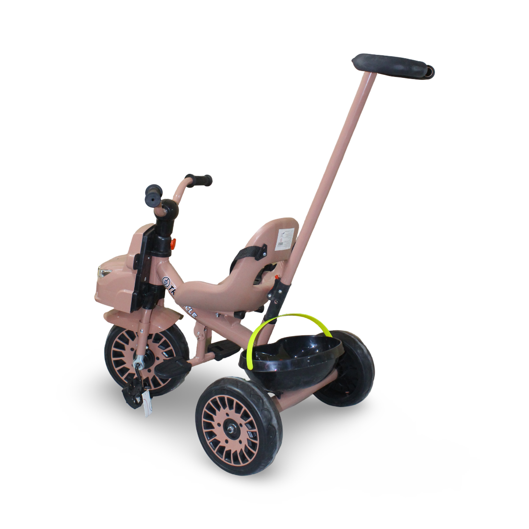 Kids 2-in-1 Tricycle with Push Handle – Salmon