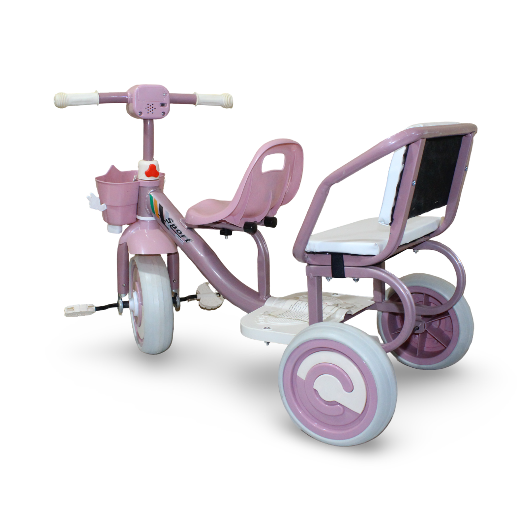 Kids Ride-On Double-Seat Tricycle – Pink