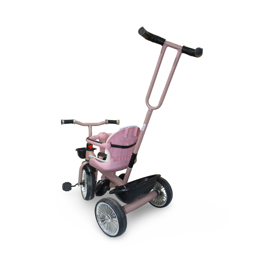 Kids 2-in-1 Tricycle with Push Handle – Pink