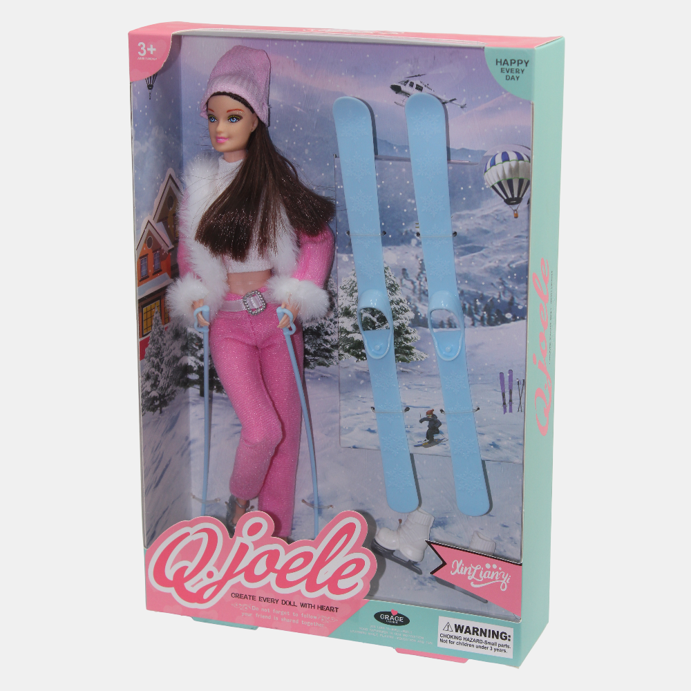 Q.Joele Doll Ski Set – Winter Fun Dolls (Pink)