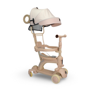 3-in-1 Multi-Function Kids Stroller and Scooter with Fence and Handbar – Pink