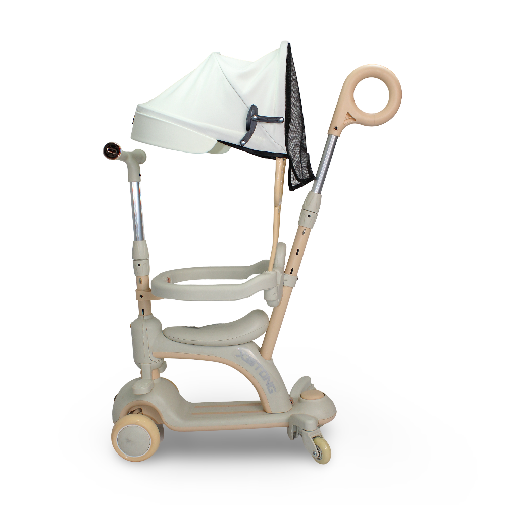 3-in-1 Multi-Function Kids Stroller and Scooter with Fence and Handbar – Mint