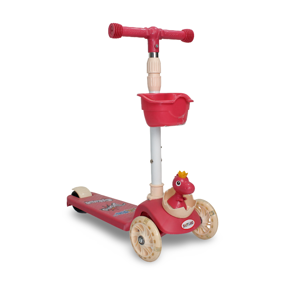 Baby Land 3-Wheel Scooter with Basket – Pink