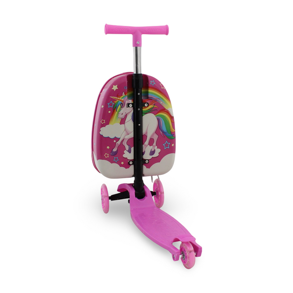 Kids Scooter Travel Luggage – Pink with Unicorn Print
