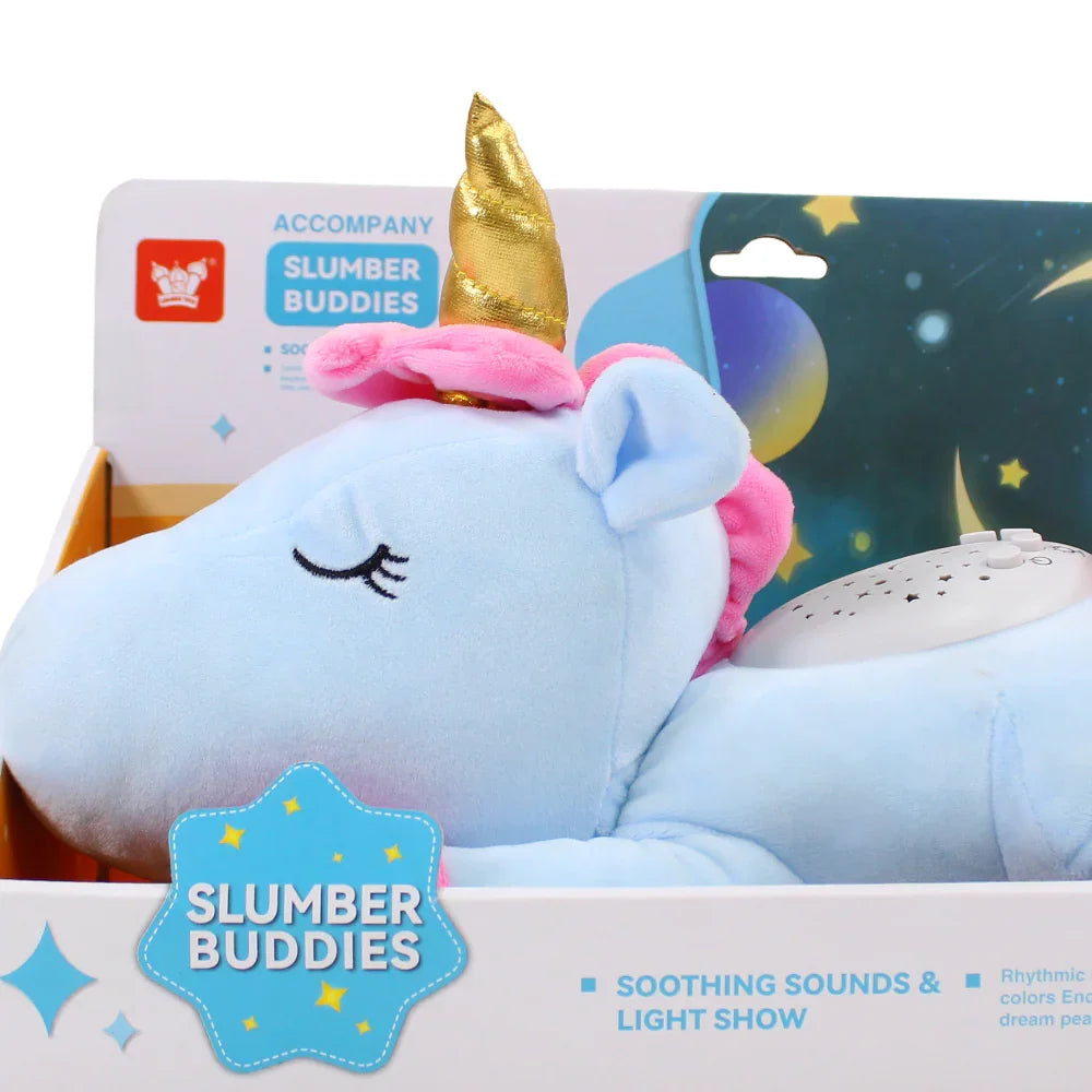 Soothing Colorful Projection Unicorn Plush Toy – Light Blue