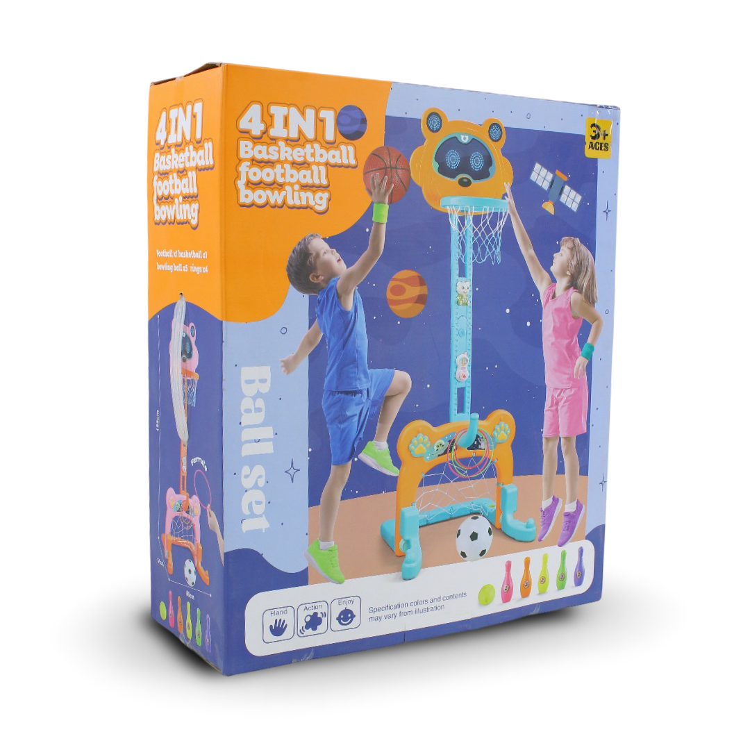 Children's Sports Activity Set 4-in-1 (Basketball, Football ,Soccer, and Bowling) – Aqua