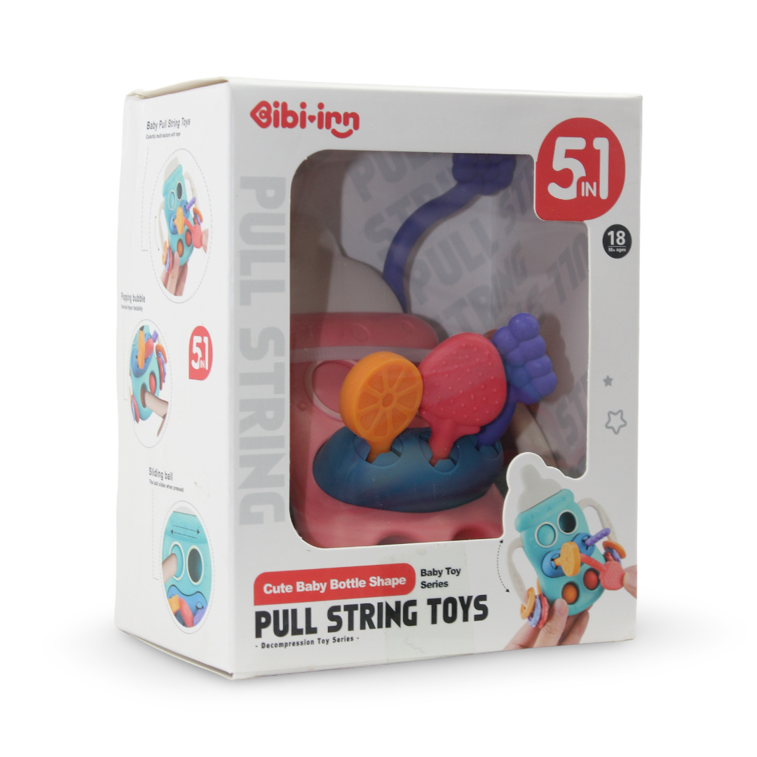 Bibi-inn 5-in-1 Baby Bottle Shape Pull String Toy