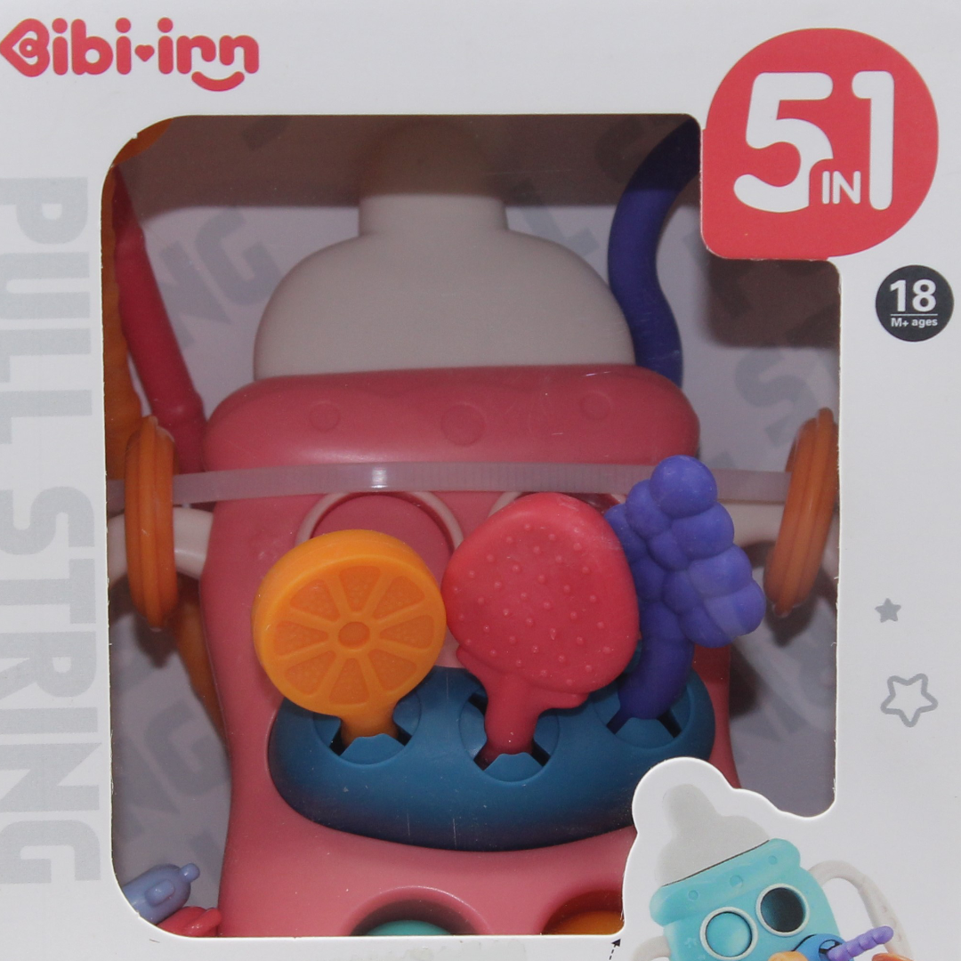 Bibi-inn 5-in-1 Baby Bottle Shape Pull String Toy