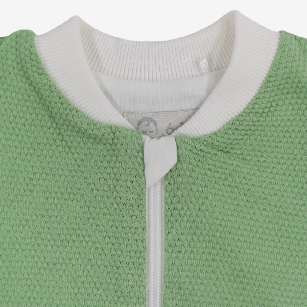 Boys Cotton Sleeveless Footless Onesie - Mint with Crocodile Print