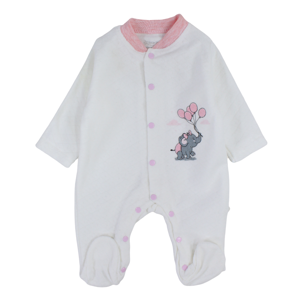 Unisex Baby Velvet Baby Footie – Elephant & Balloons Design