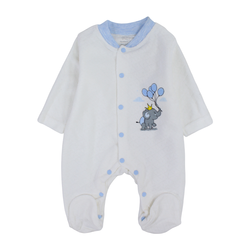 Unisex Baby Velvet Baby Footie – Elephant & Balloons Design